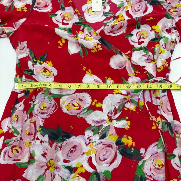NWT Anthropologie x Alice Archer Rosalie Wrap Midi Dress 10 Red Motif Floral - Picture 14 of 16